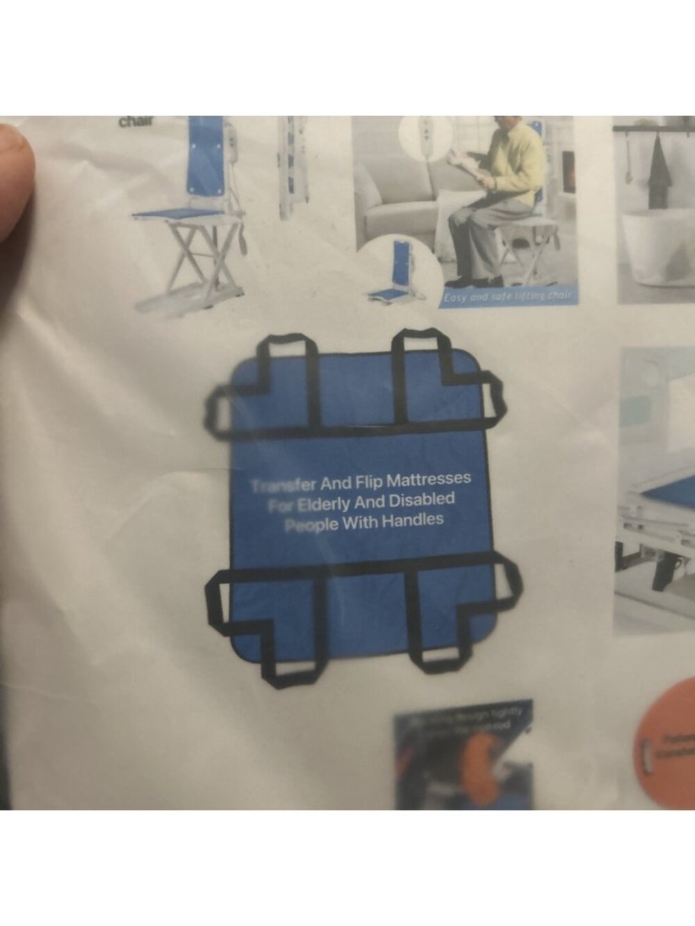 Transfer & Slide Sheet Elderly Care Waterproof Washable Draw Sheet Size Lg Blue
